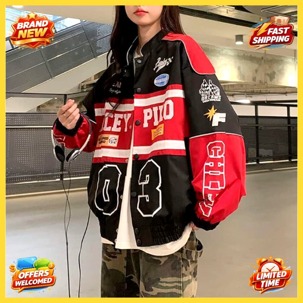 Varsity Bomber Jacket Patchwork Letterman Long Sl… - image 3